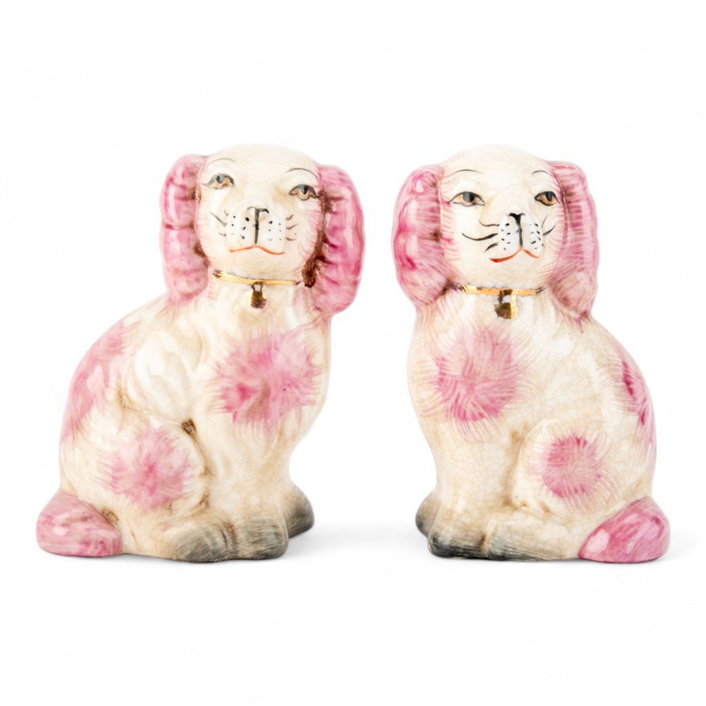 Pair of Porcelain Staffordshire Dogs - Baby