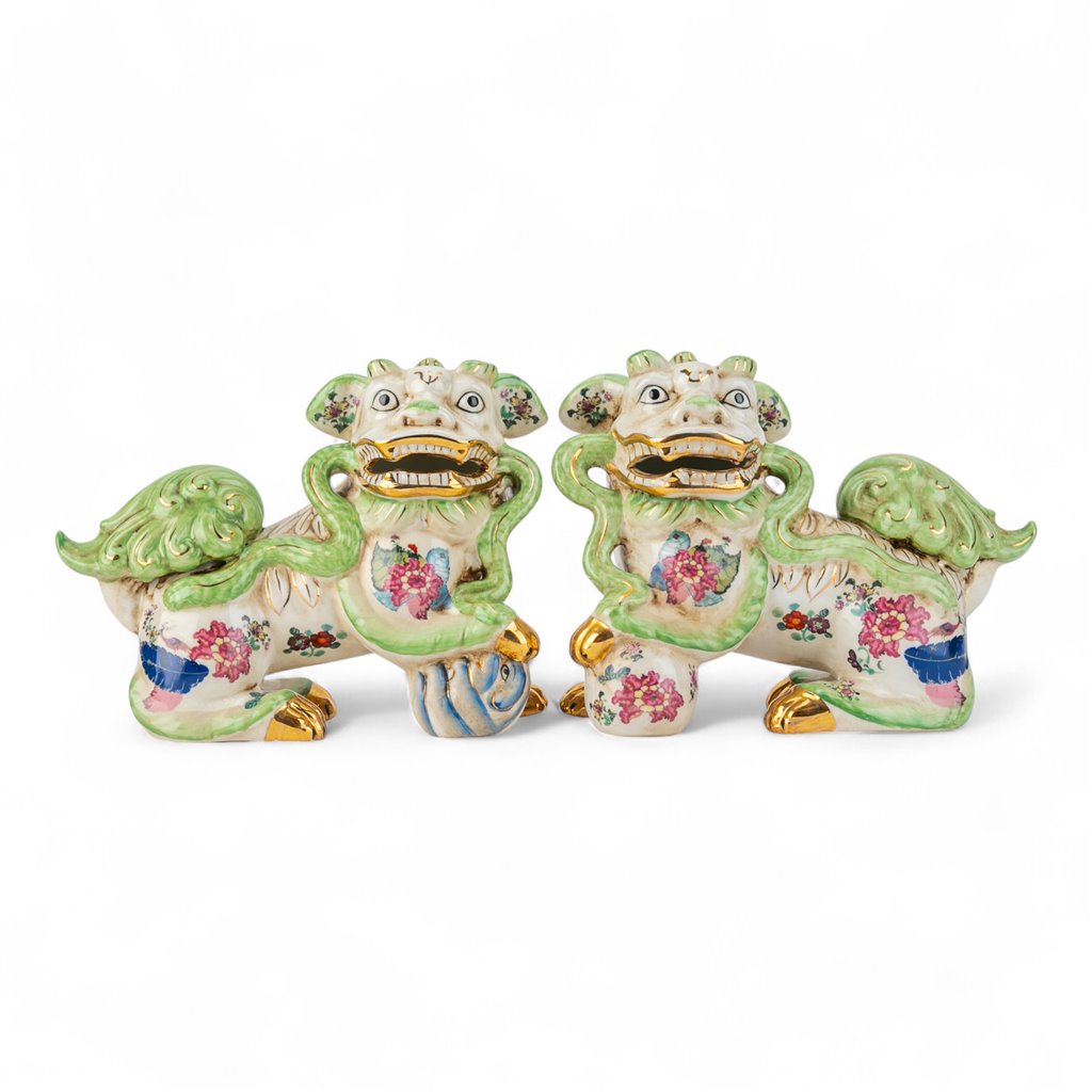 Pair of Porcelain Foo Dogs