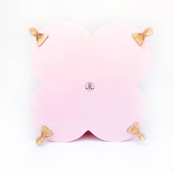 Banded Tole Quatrefoil Planter | Hand-painted Metal Cachepot Planter | Elegant Gold Claw Feet and Gold Banded Detail