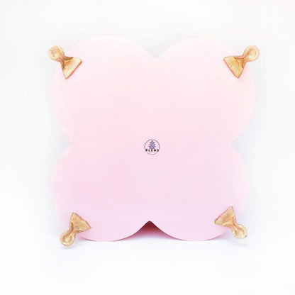 Banded Tole Quatrefoil Planter | Hand-painted Metal Cachepot Planter | Elegant Gold Claw Feet and Gold Banded Detail
