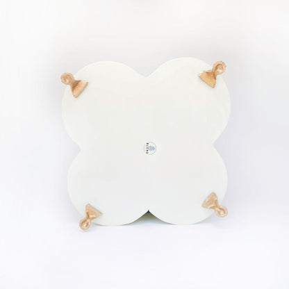 Banded Tole Quatrefoil Planter | Hand-painted Metal Cachepot Planter | Elegant Gold Claw Feet and Gold Banded Detail