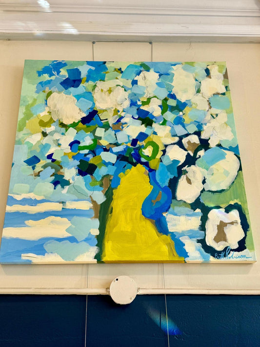 Beth Robison "Blue Stripe Tablecloth" 40x40 Painting