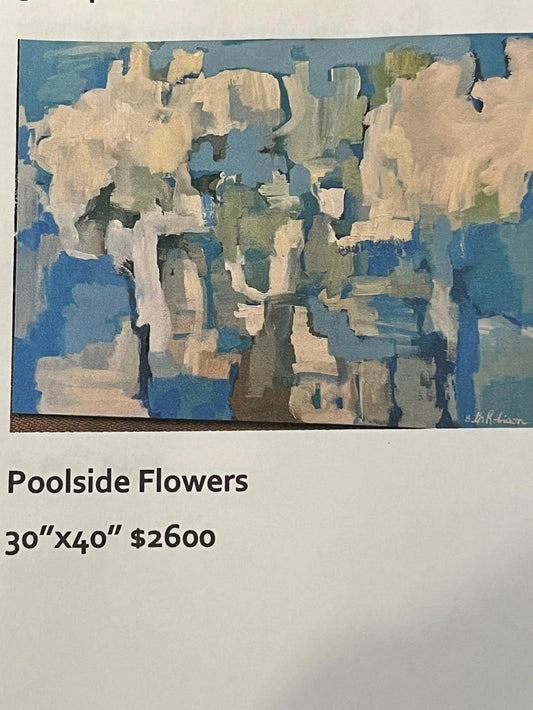 Beth Robison "Poolside Flowers" 30x40 Painting
