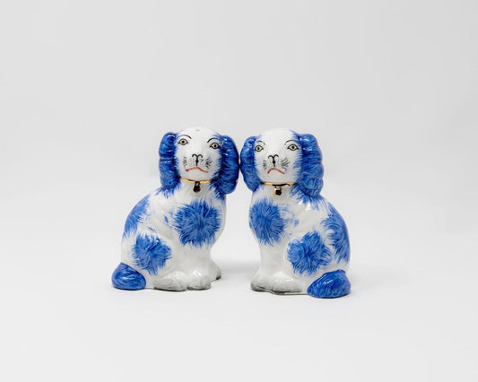 Blue & White Porcelain Staffordshire Salt & Pepper Set
