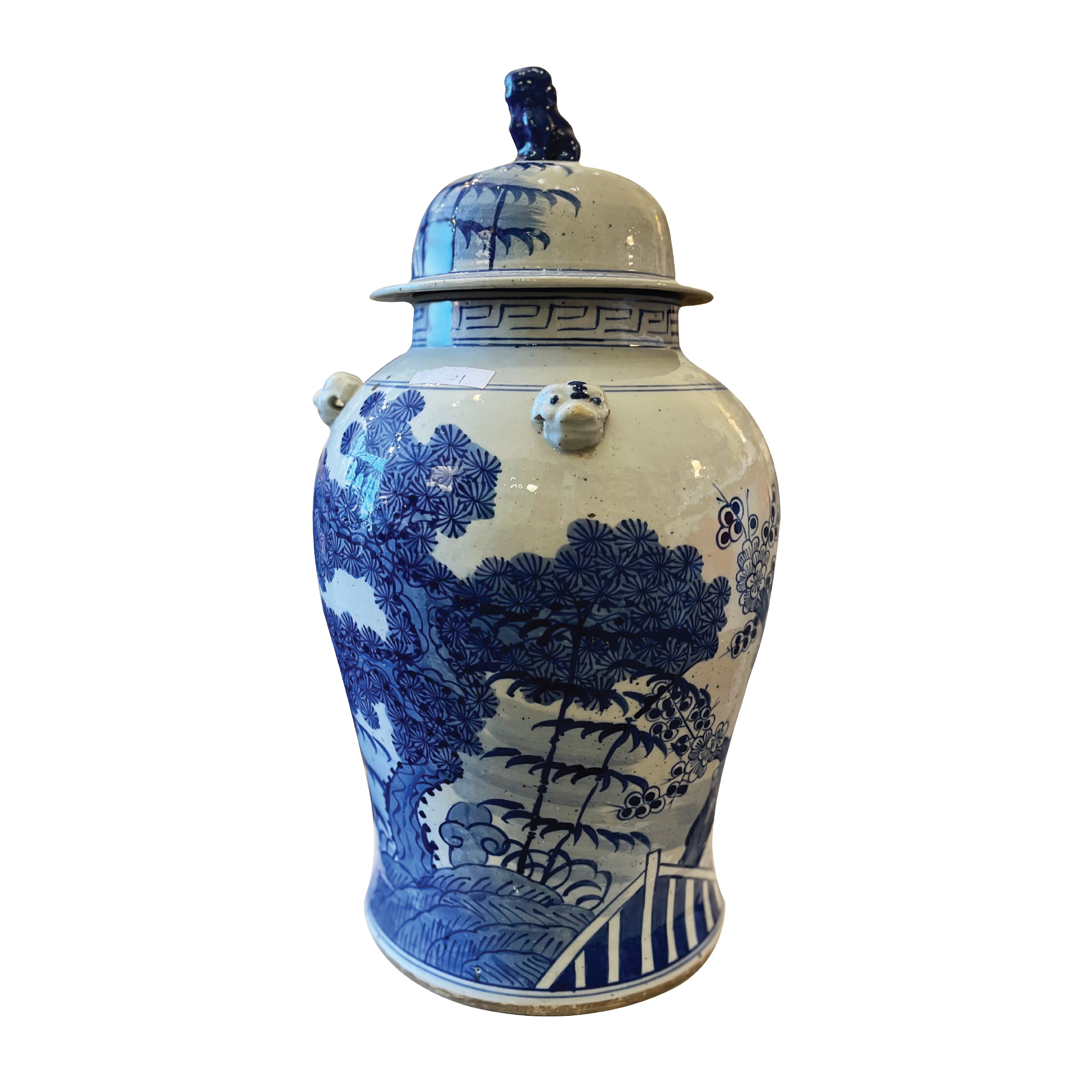 Blue and White Temple Jar with Tree Motif