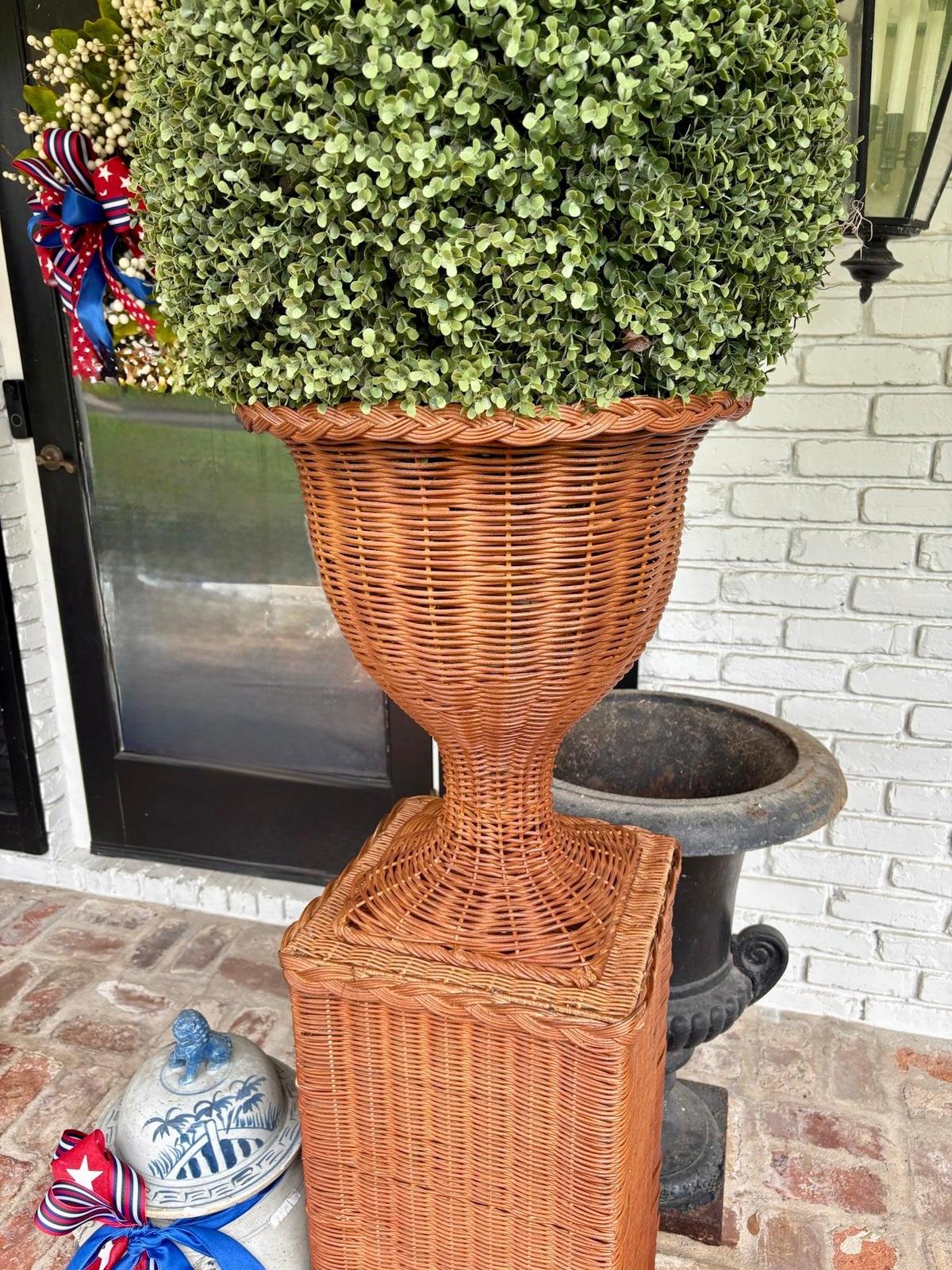 Braided Wicker Urn | Decorative Handwoven Urn Vase for Indoor or Outdoor