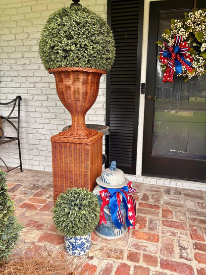 Braided Wicker Urn | Decorative Handwoven Urn Vase for Indoor or Outdoor