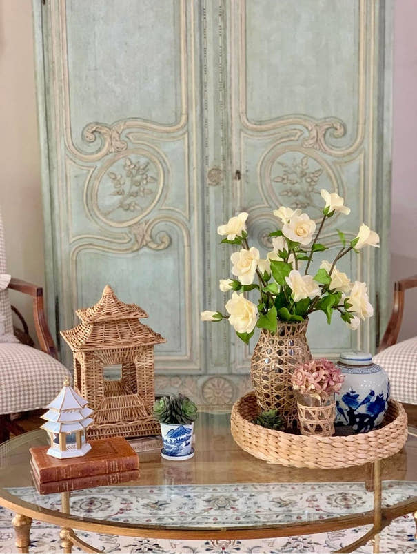 Cane Wrapped Glass Hurricane | Decorative Natural Wicker Lantern