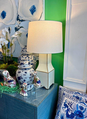 Classic Tole Lamp Base | Elegant Hand-painted Chinoiserie Style Lamp Base