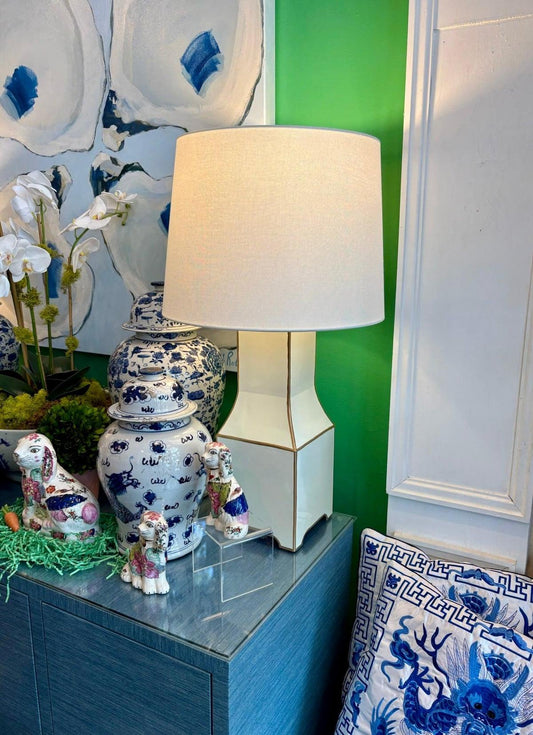 Classic Tole Lamp Base | Elegant Hand-painted Chinoiserie Style Lamp Base