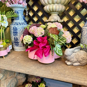 Classic Tole Quatrefoil Planter | Hand-Painted Metal Cachepot Centerpiece