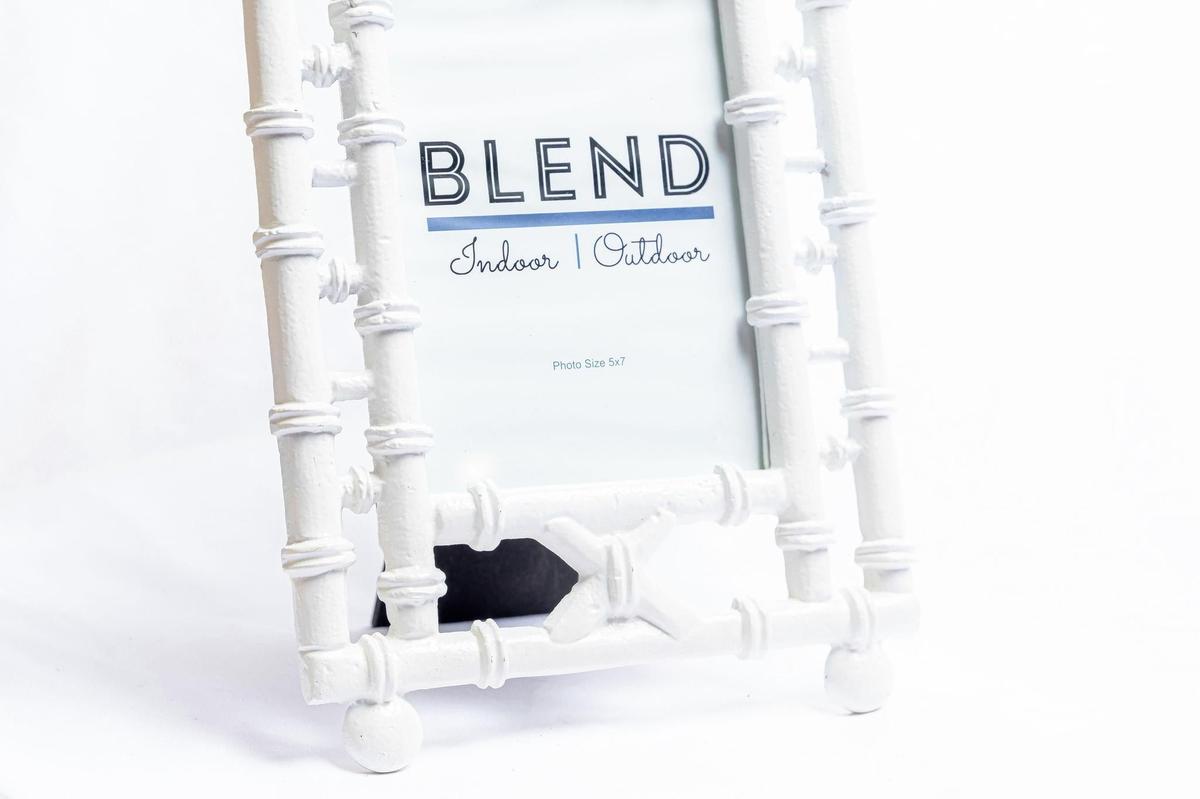 Faux Bamboo Pagoda Picture Frame | Hand-painted White Cast Iron Frame | 5x7 | 4x6
