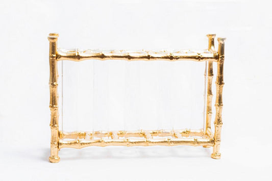 Faux Bamboo Tube Bud Vase | Chic Bud Vase for Bookshelves & Mantles