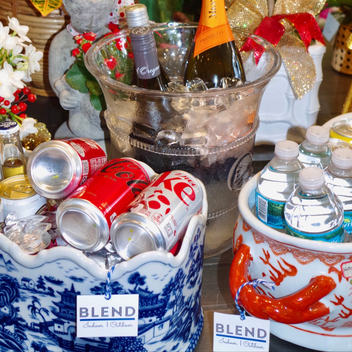 Blue Willow Scalloped Footbath Planter