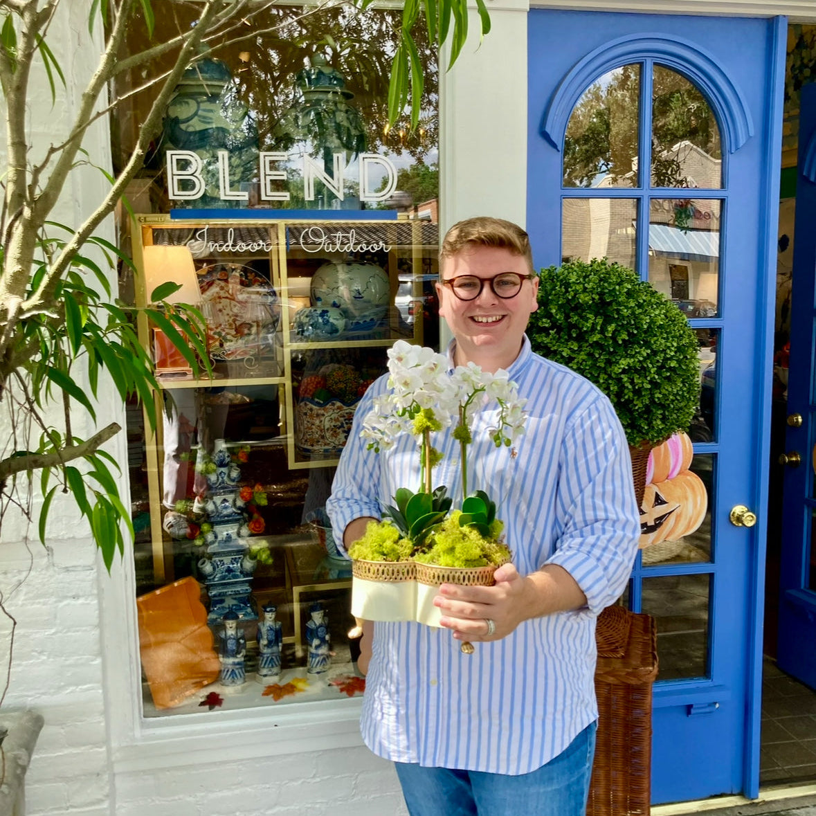 Banded Tole Quatrefoil Planter