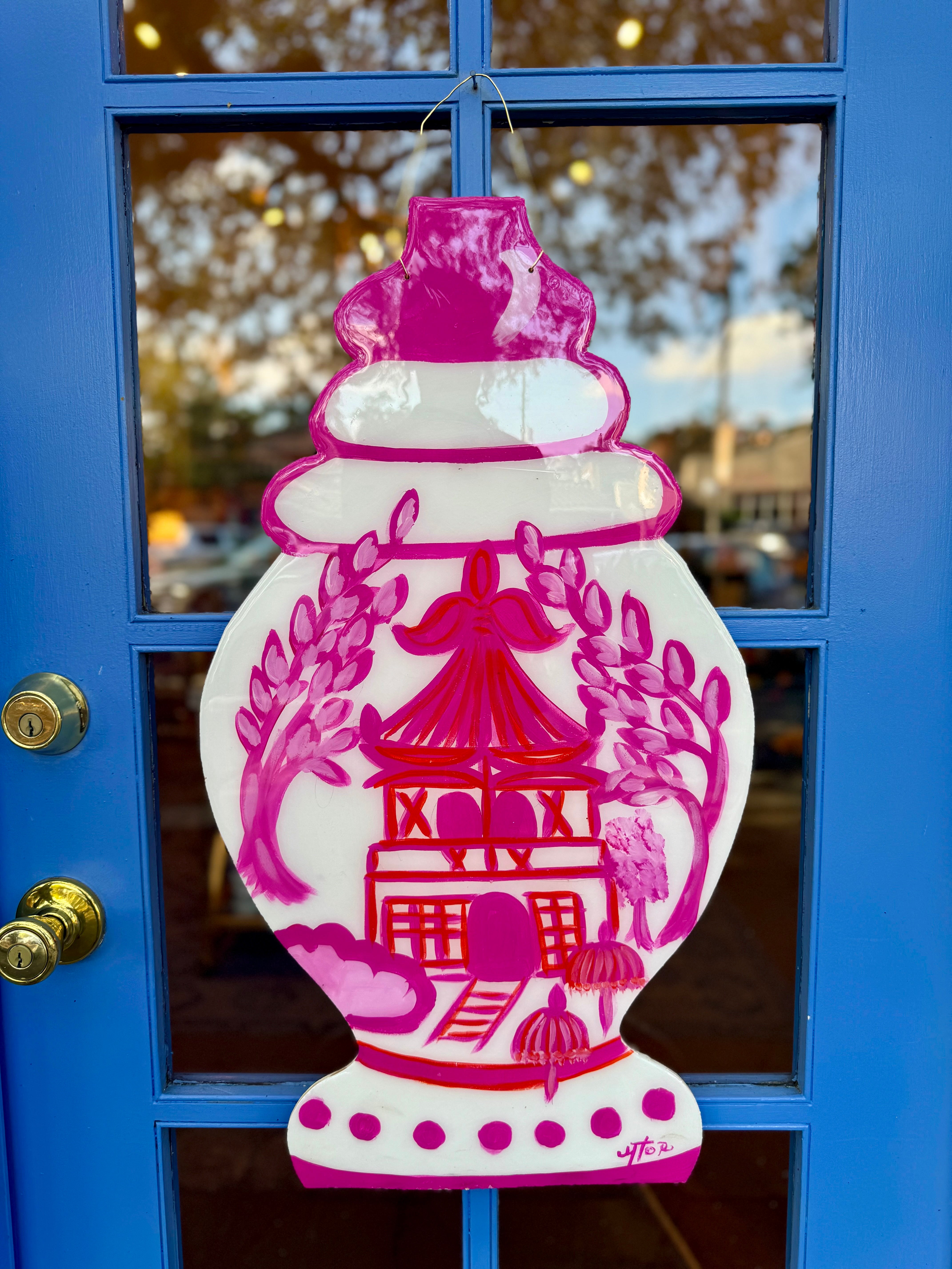 Temple Jar Pagoda Decorative Door Hanger - Hand Painted by Artist