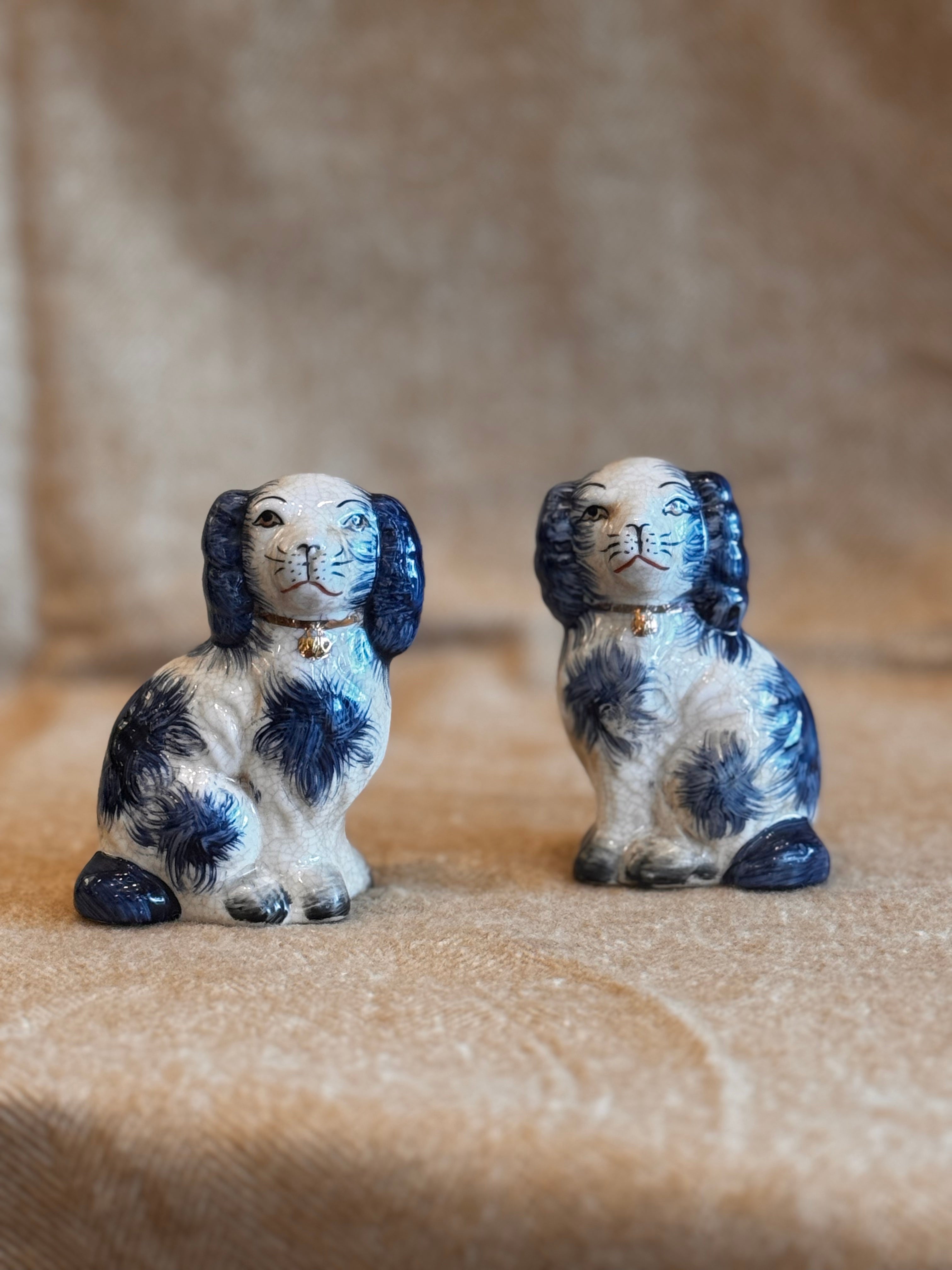 Pair of Porcelain Staffordshire Dogs - Baby