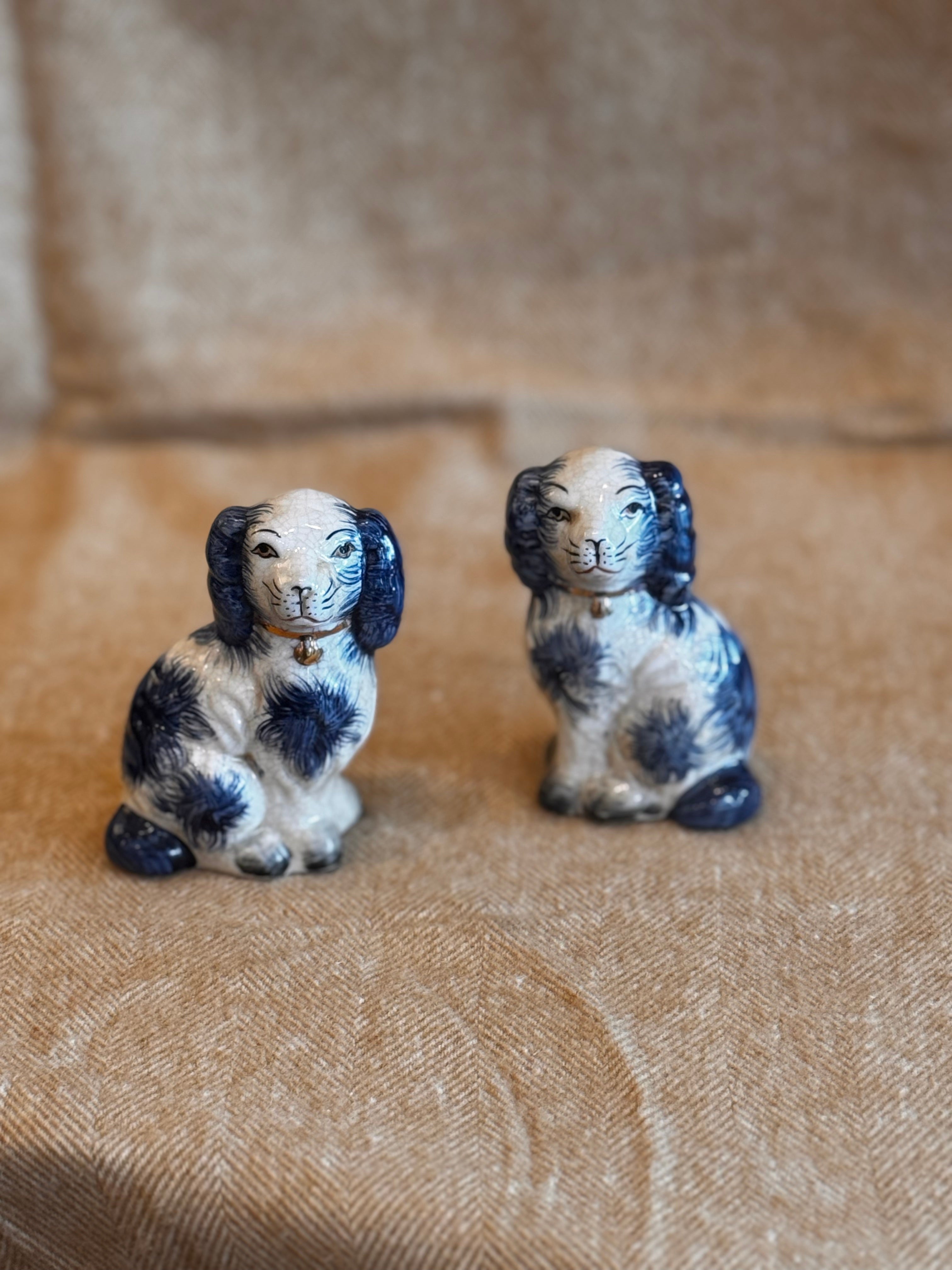 Pair of Porcelain Staffordshire Dogs - Baby