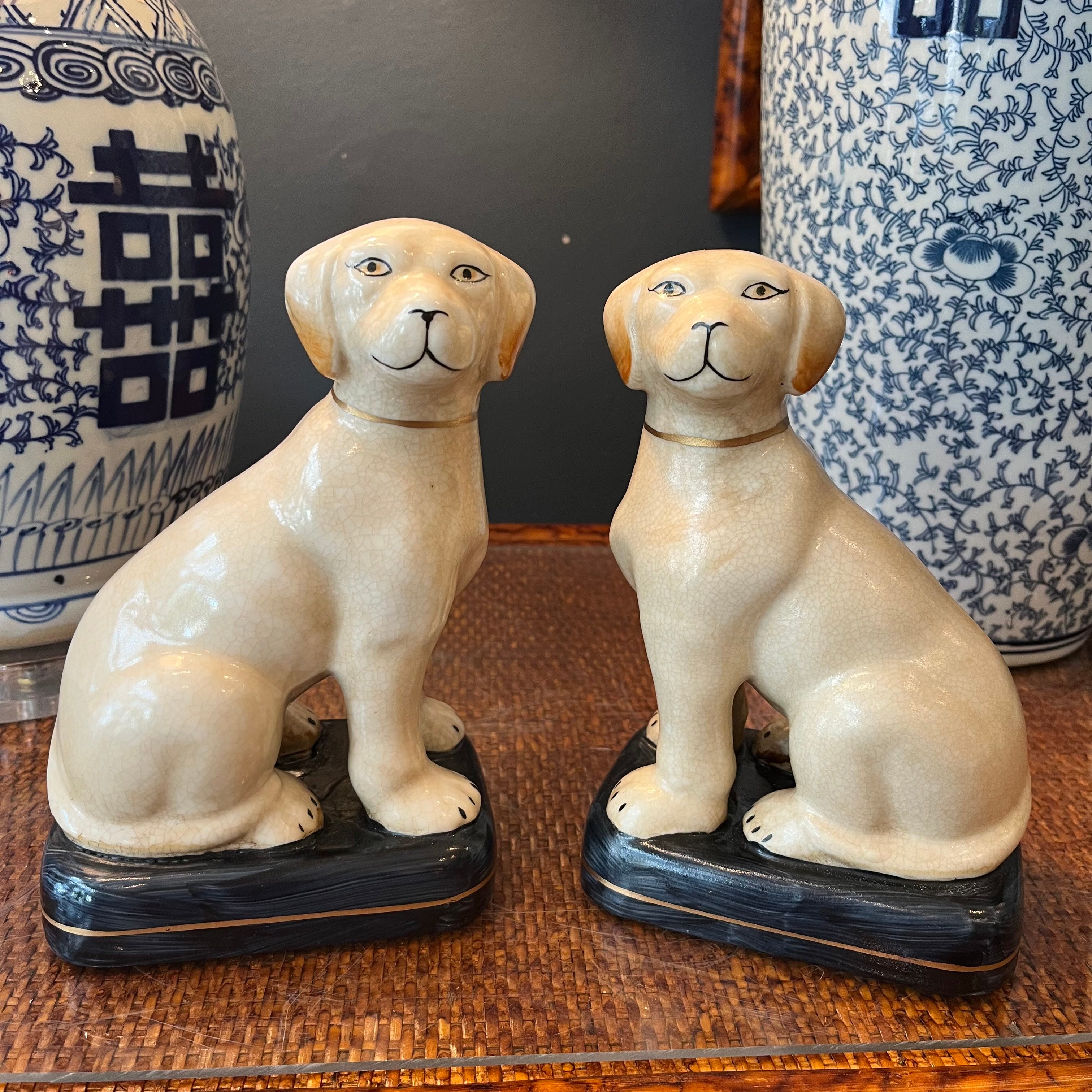 Pair of Porcelain Decorative Tang Dogs