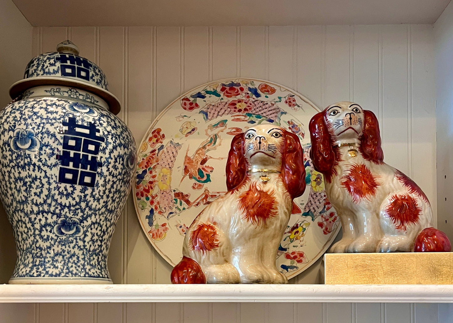 Pair of Porcelain Staffordshire Dogs - Small
