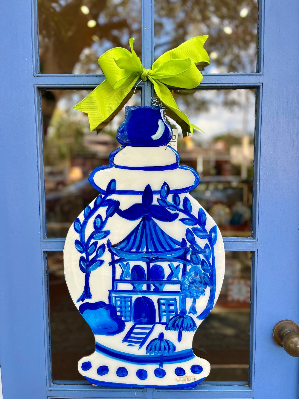 Temple Jar Pagoda Decorative Door Hanger - Hand Painted by Artist