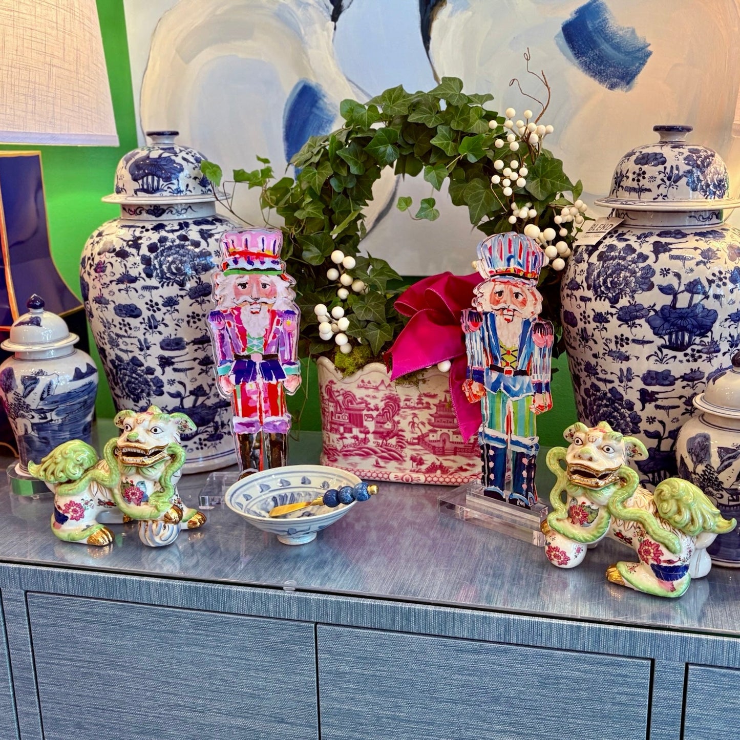 Pair of Porcelain Foo Dogs