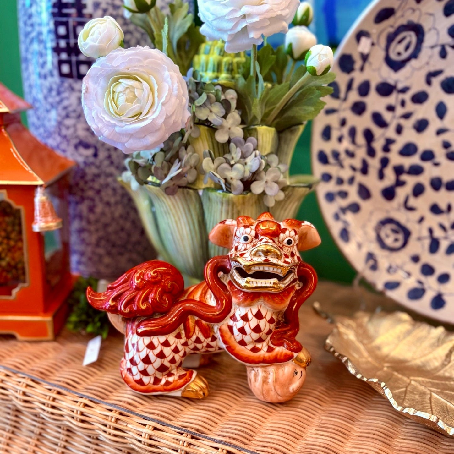 Pair of Porcelain Foo Dogs