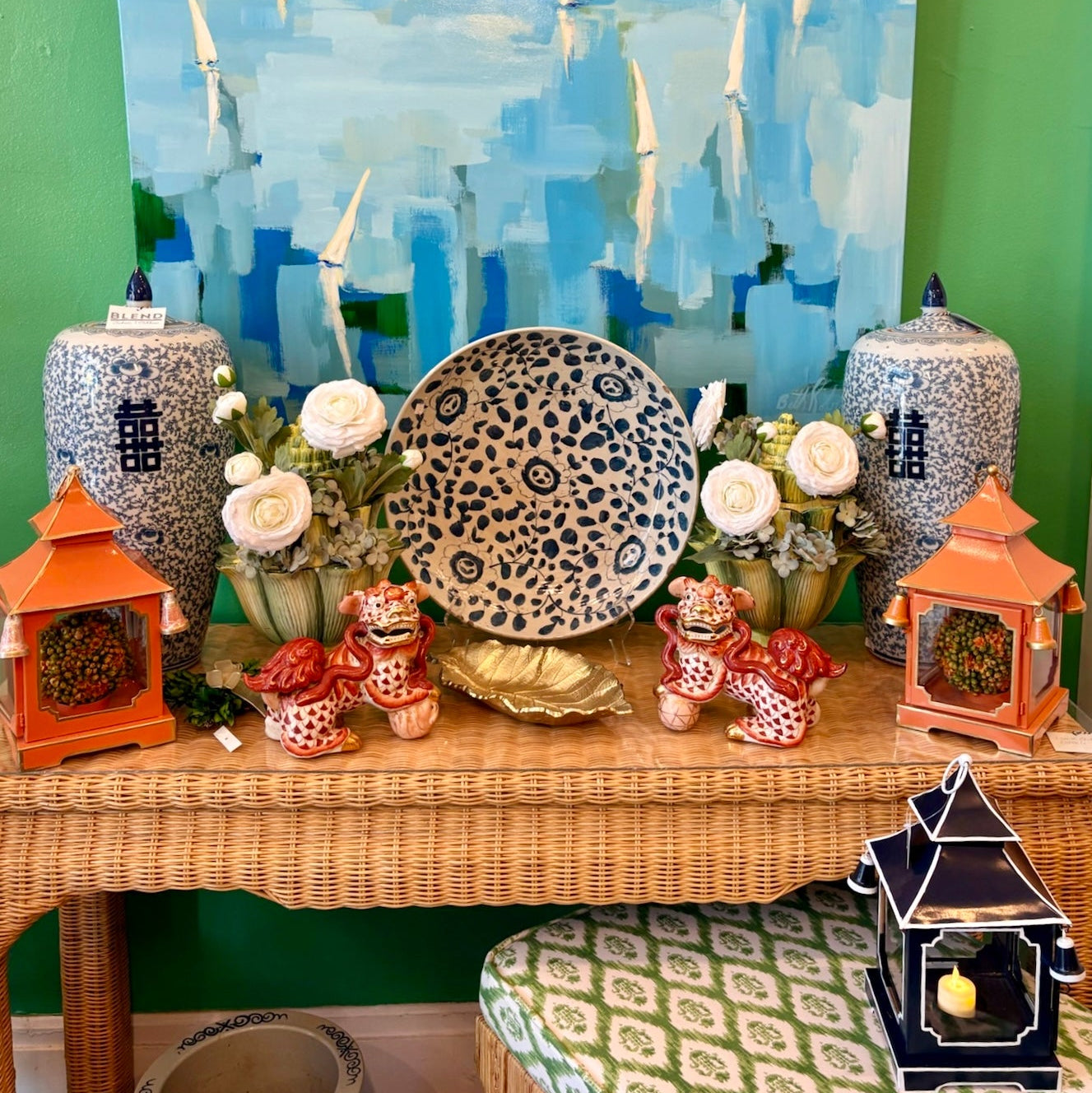 Tole Pagoda Lantern | Hand-Painted Chinoiserie Decor | Blend