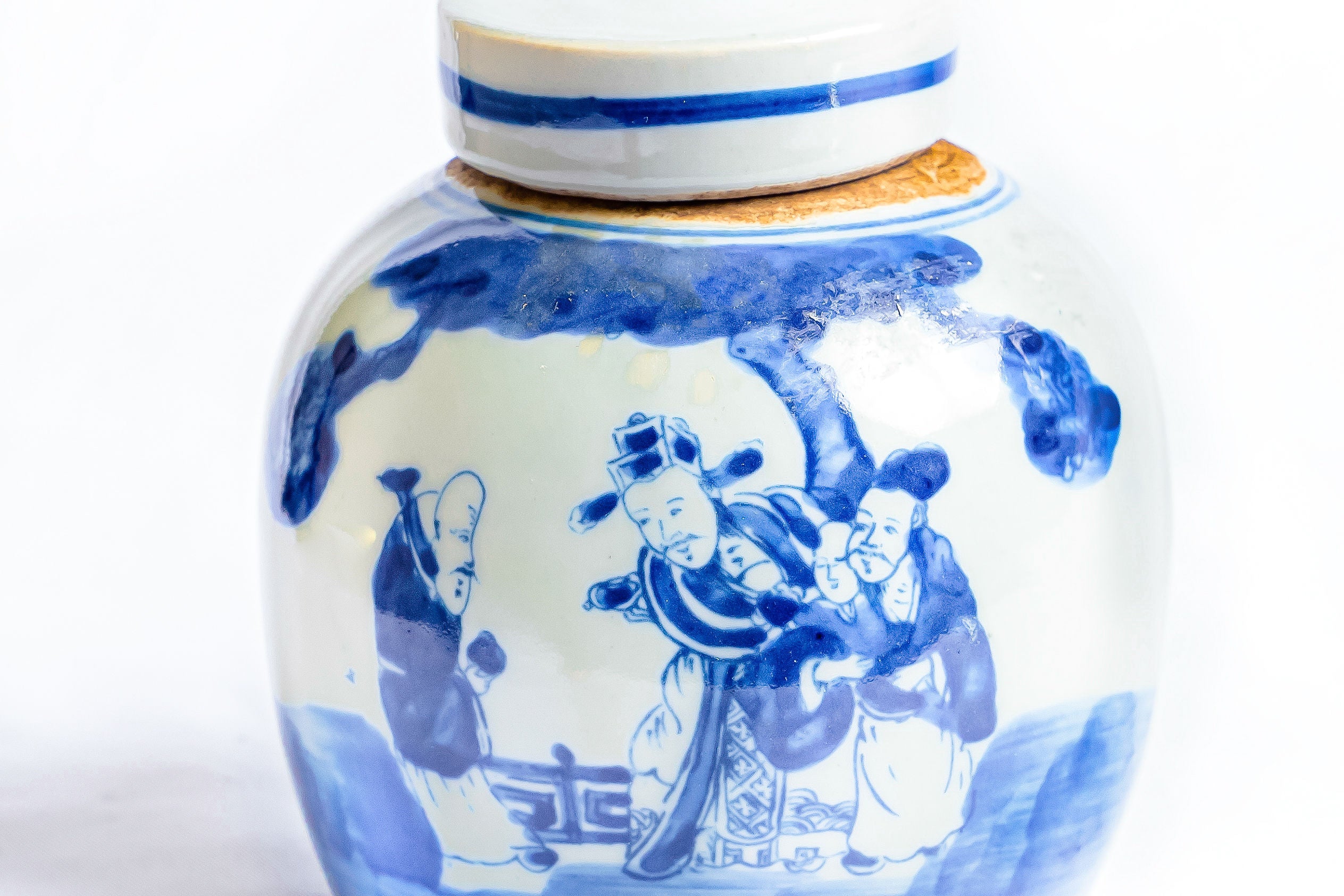 Blue & White Porcelain Wise Men Ginger Jar