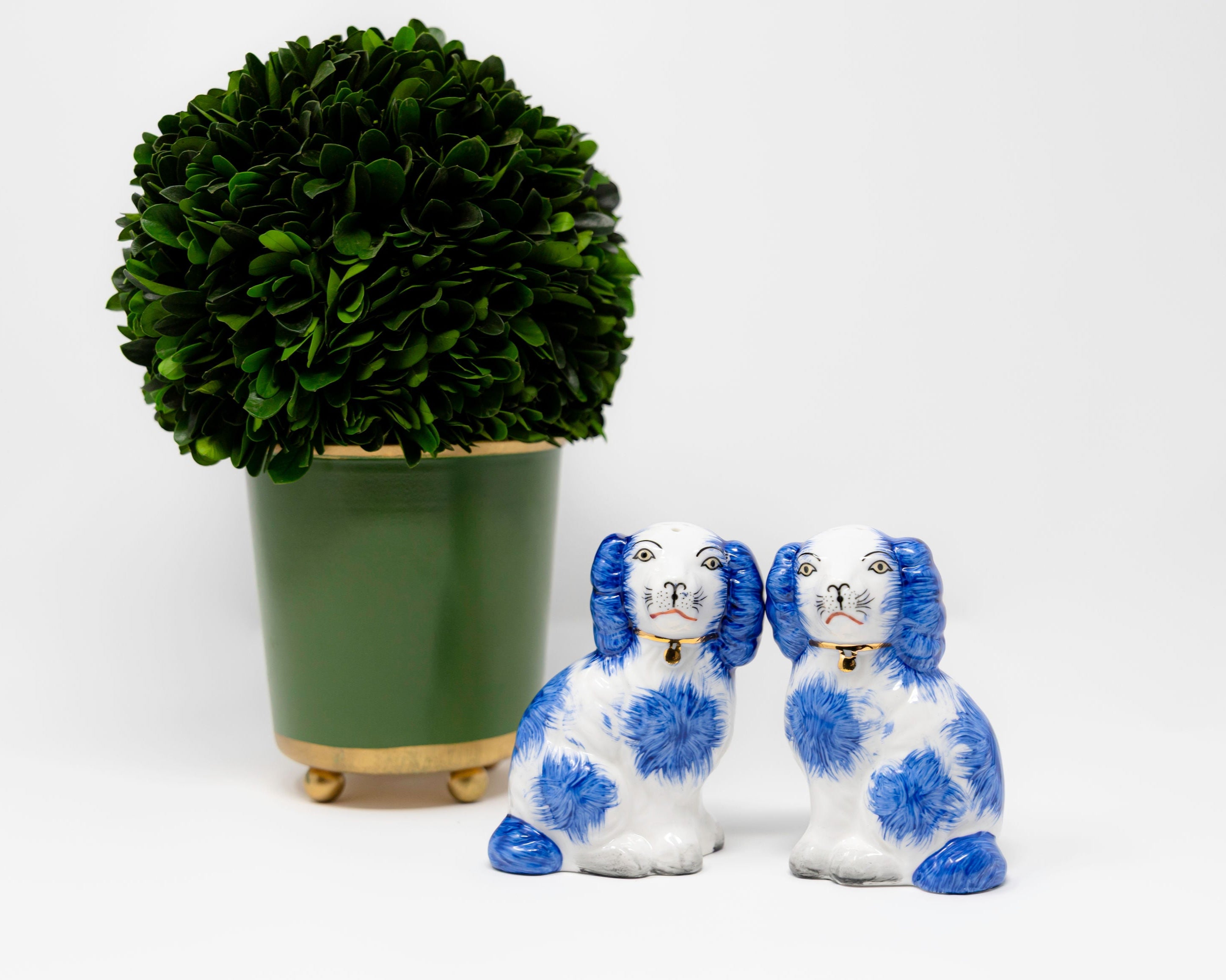 Blue & White Porcelain Staffordshire Salt & Pepper Set