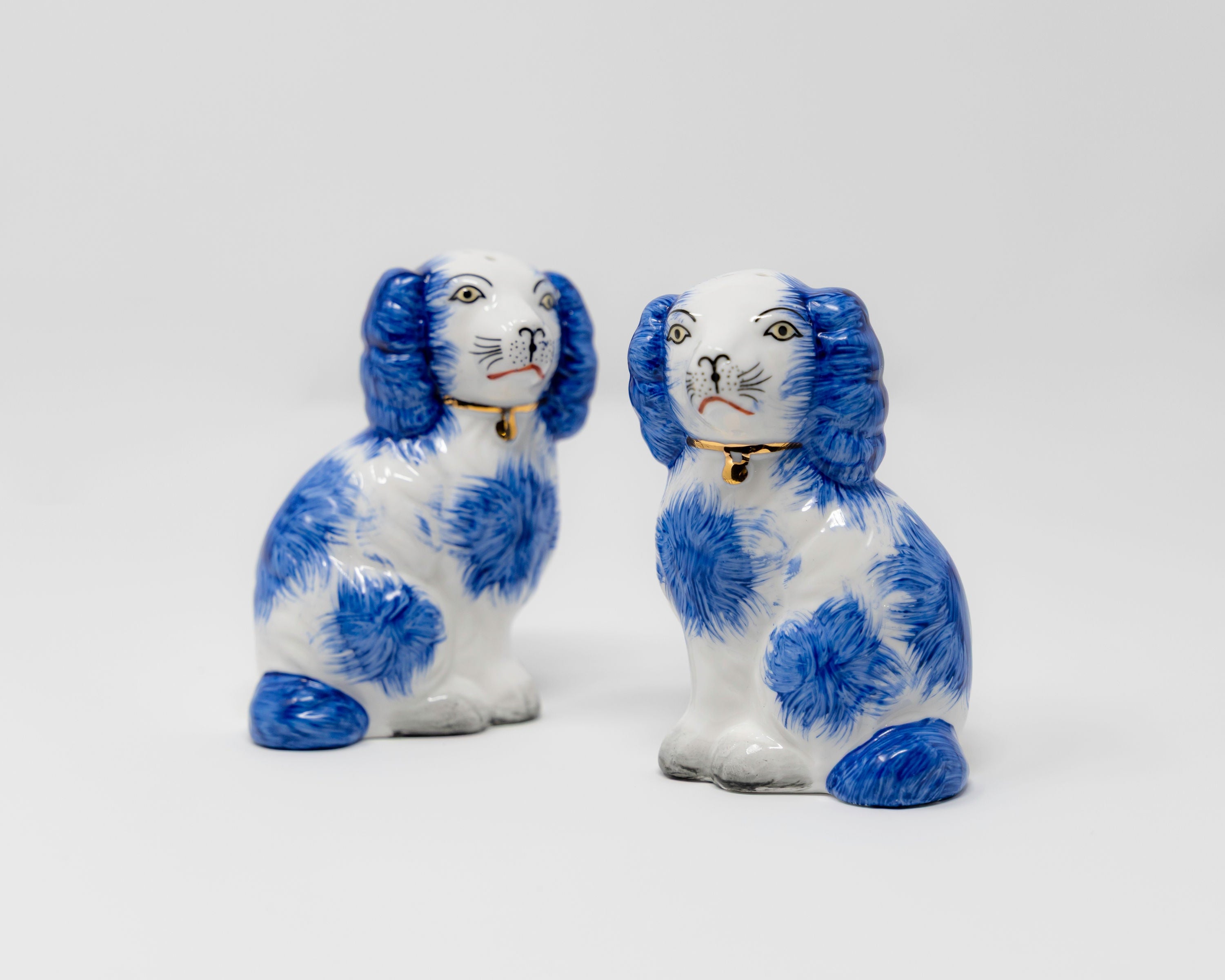 Blue & White Porcelain Staffordshire Salt & Pepper Set