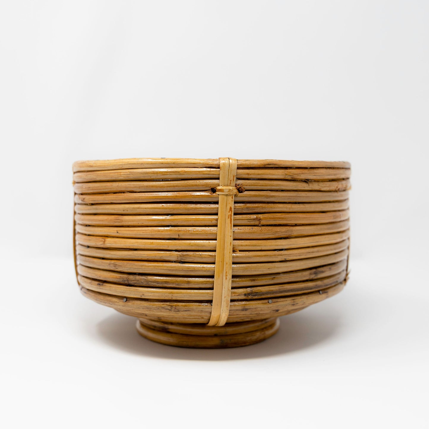 Footed Cane Planter | Deep Woven Decorative Bowl