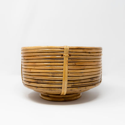 Footed Cane Planter | Deep Woven Decorative Bowl