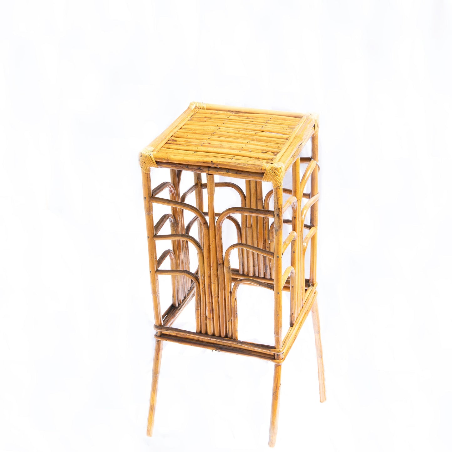 Rattan Plant Stand | Natural Bamboo Side Table