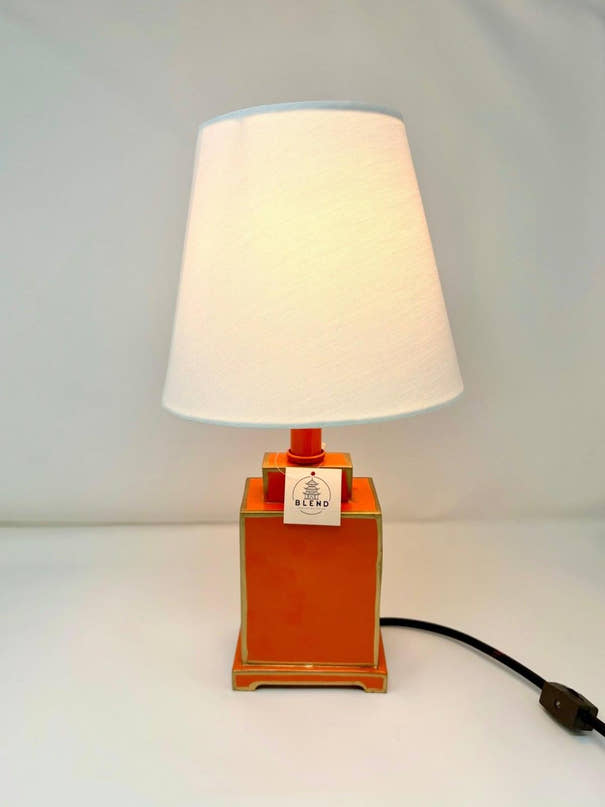 Mini Tole Tea Jar Lamp | Elegant Hand-painted Chinoiserie Bookshelf & Accent Lamp