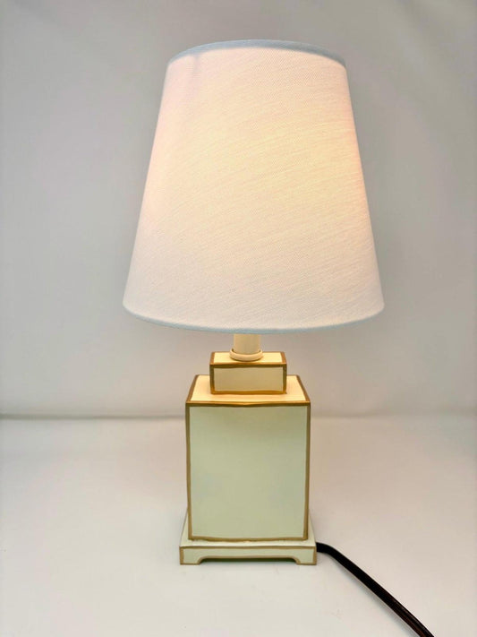 Mini Tole Tea Jar Lamp | Elegant Hand-painted Chinoiserie Bookshelf & Accent Lamp