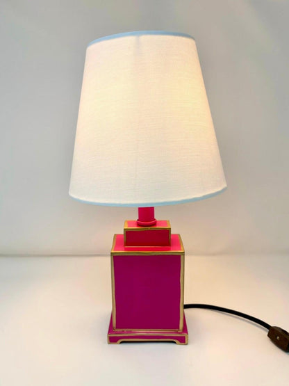 Mini Tole Tea Jar Lamp | Elegant Hand-painted Chinoiserie Bookshelf & Accent Lamp