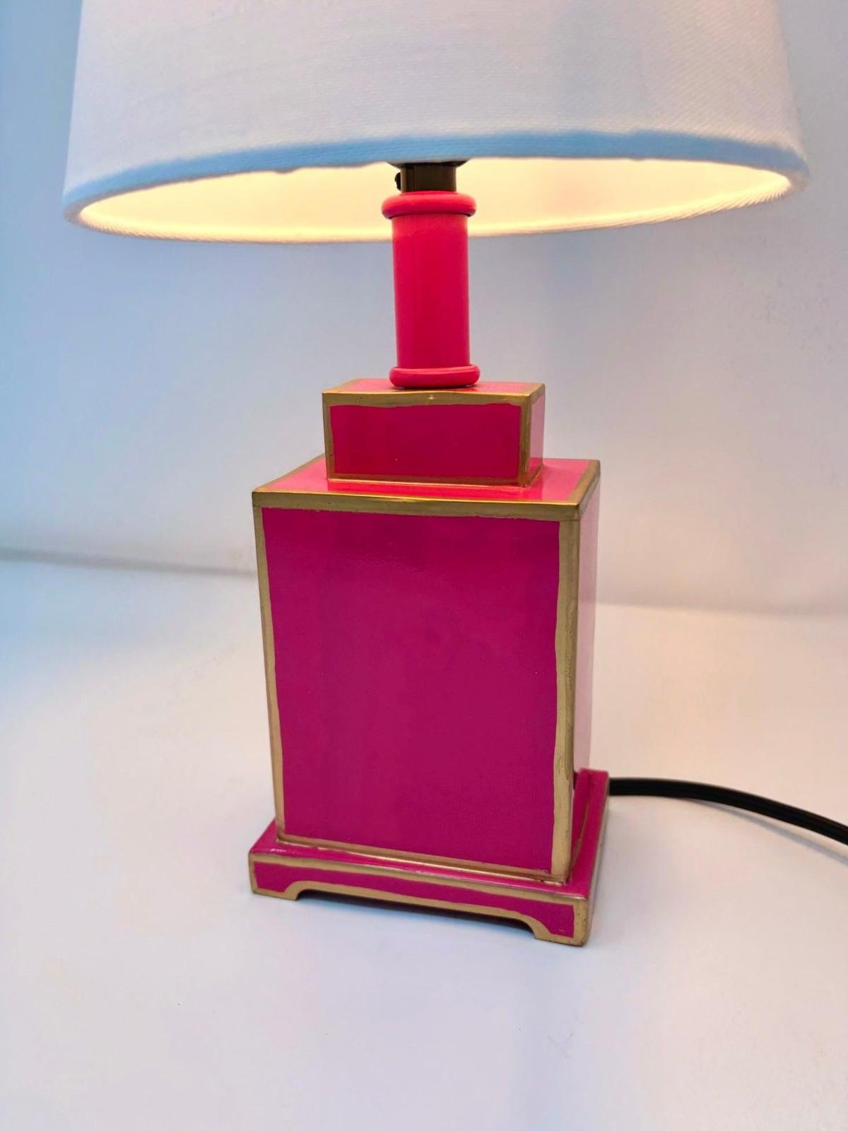 Mini Tole Tea Jar Lamp | Elegant Hand-painted Chinoiserie Bookshelf & Accent Lamp