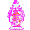 Pink Chinoiserie Temple Jar Decorative Door Hanger with Pagoda Motif