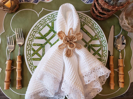 Raffia Orchid Blossom Napkin Ring