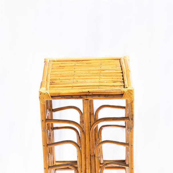 Rattan Plant Stand | Natural Bamboo Side Table