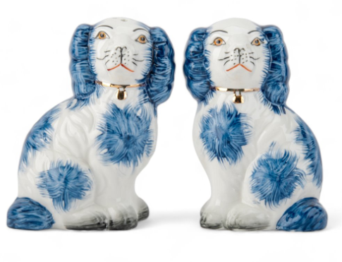 Blue & White Porcelain Staffordshire Salt & Pepper Set