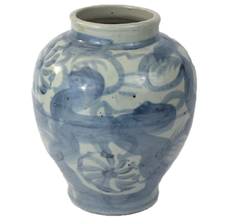 Blue and White Porcelain Lotus Jar