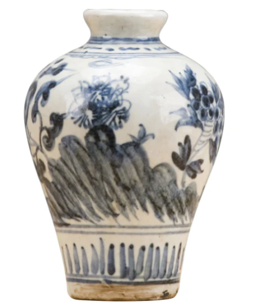 Blue and White Porcelain Floral Brushstrokes Vase