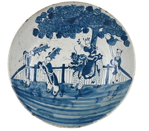 Large Blue and White Porcelain Decorative Plates