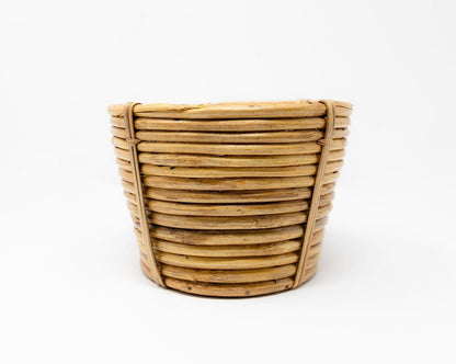 Tapered Cane Cachepot | Handwoven Decorative Planter or Organizer