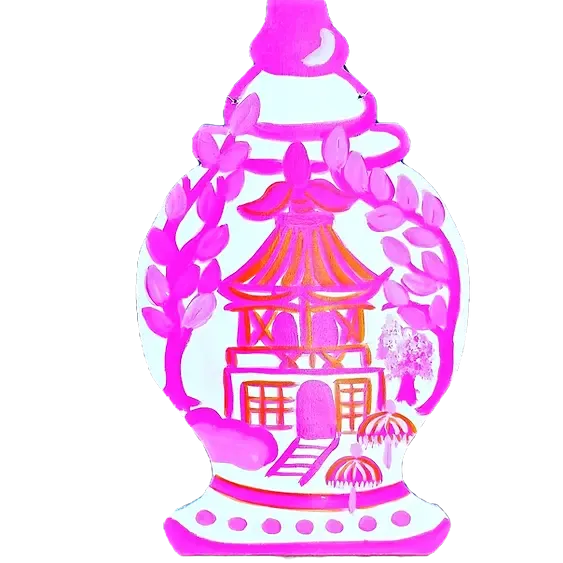 Temple Jar Pagoda Decorative Door Hanger - Hand Painted by Artist