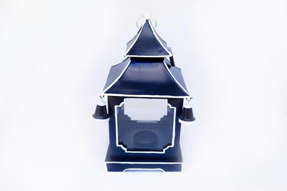 Tole Pagoda Lantern | Decorative Chinoiserie Hand-painted Metal Lantern