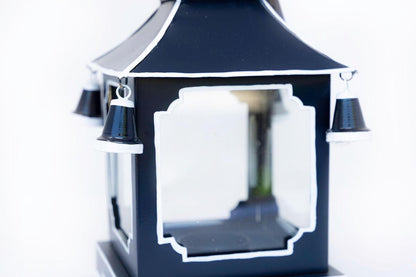 Tole Pagoda Lantern | Decorative Chinoiserie Hand-painted Metal Lantern