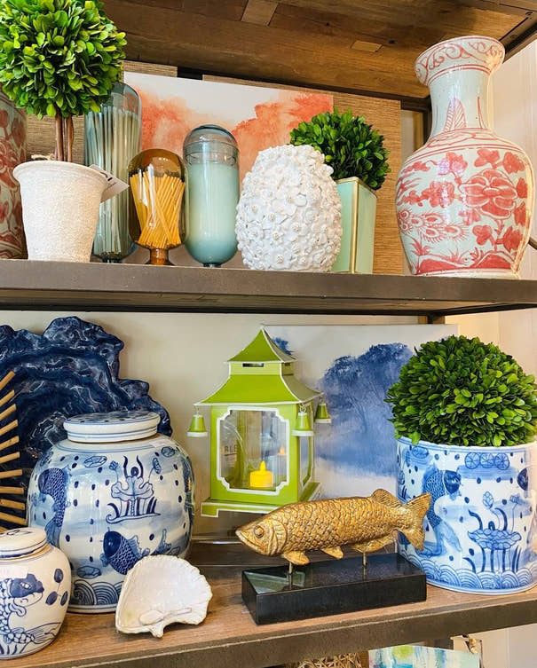 Tole Pagoda Lantern | Decorative Chinoiserie Hand-painted Metal Lantern